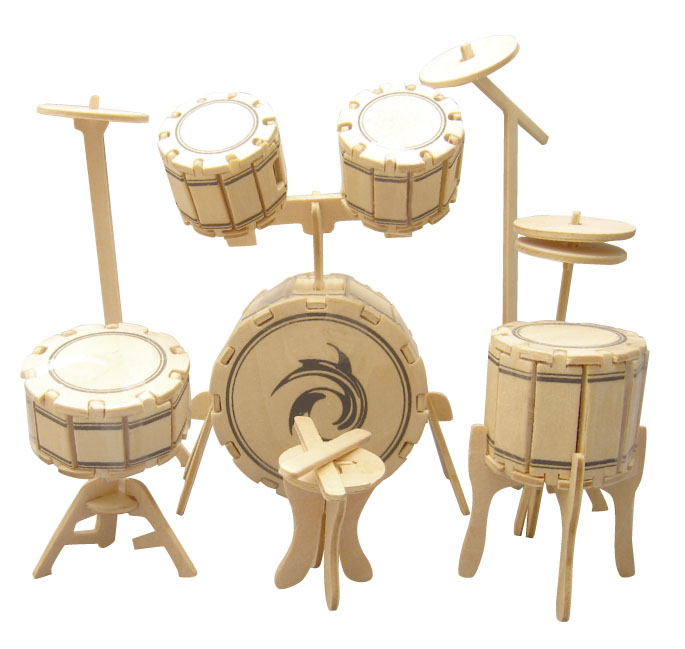 パズル感覚の木製組立てキット「3Dパズル名人(楽器)」ドラム ☆【音符・小物グッズ−音楽雑貨】【音楽雑貨】 音楽グッズ <br>バレエ発表会 記念品 プレゼントに最適 ♪