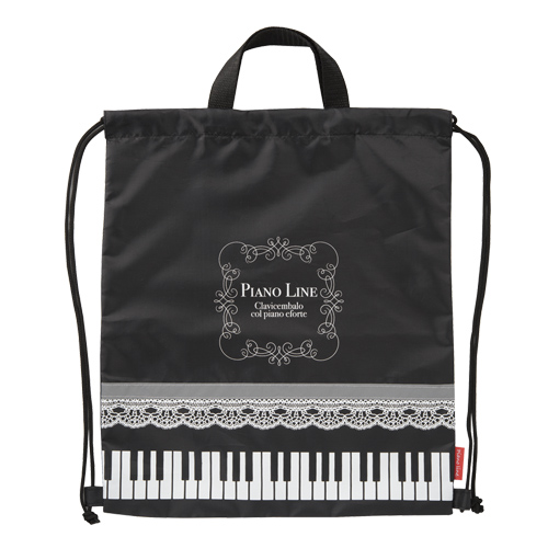 Piano line 反射付きナップサック♪※在庫有りと書いてあっても、お取り寄せ商品は受注後にメーカー注文になります。※☆【音符・小物グッズ−音楽雑貨】【音楽雑貨】 音楽グッズ <br>バレエ発表会 記念品 プレゼントに最適 ♪