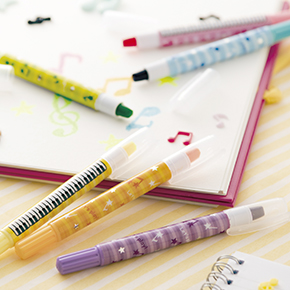 Piano line 蛍光ゲルクレヨン♪※在庫有りと書いてあっても、お取り寄せ商品は受注後にメーカー注文になります。※☆【音符・小物グッズ−音楽雑貨】【音楽雑貨】 音楽グッズ <br>バレエ発表会 記念品 プレゼントに最適 ♪