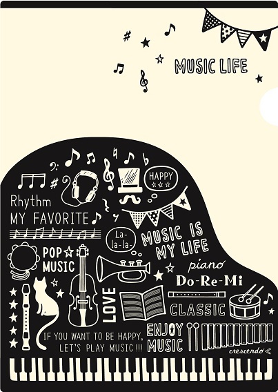 MUSIC LIFE ポケットファイル ♪※在庫有りと書いてあっても、お取り寄せ商品は受注後にメーカー注文になります。※☆【音符・小物グッズ−音楽雑貨】【音楽雑貨】 音楽グッズ <br>バレエ発表会 記念品 プレゼントに最適 ♪