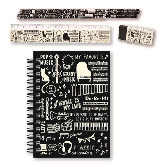 MUSIC LIFE リングメモ文具セット ♪※在庫有りと書いてあっても、お取り寄せ商品は受注後にメーカー注文になります。※☆【音符・小物グッズ−音楽雑貨】【音楽雑貨】 音楽グッズ <br>バレエ発表会 記念品 プレゼントに最適 ♪